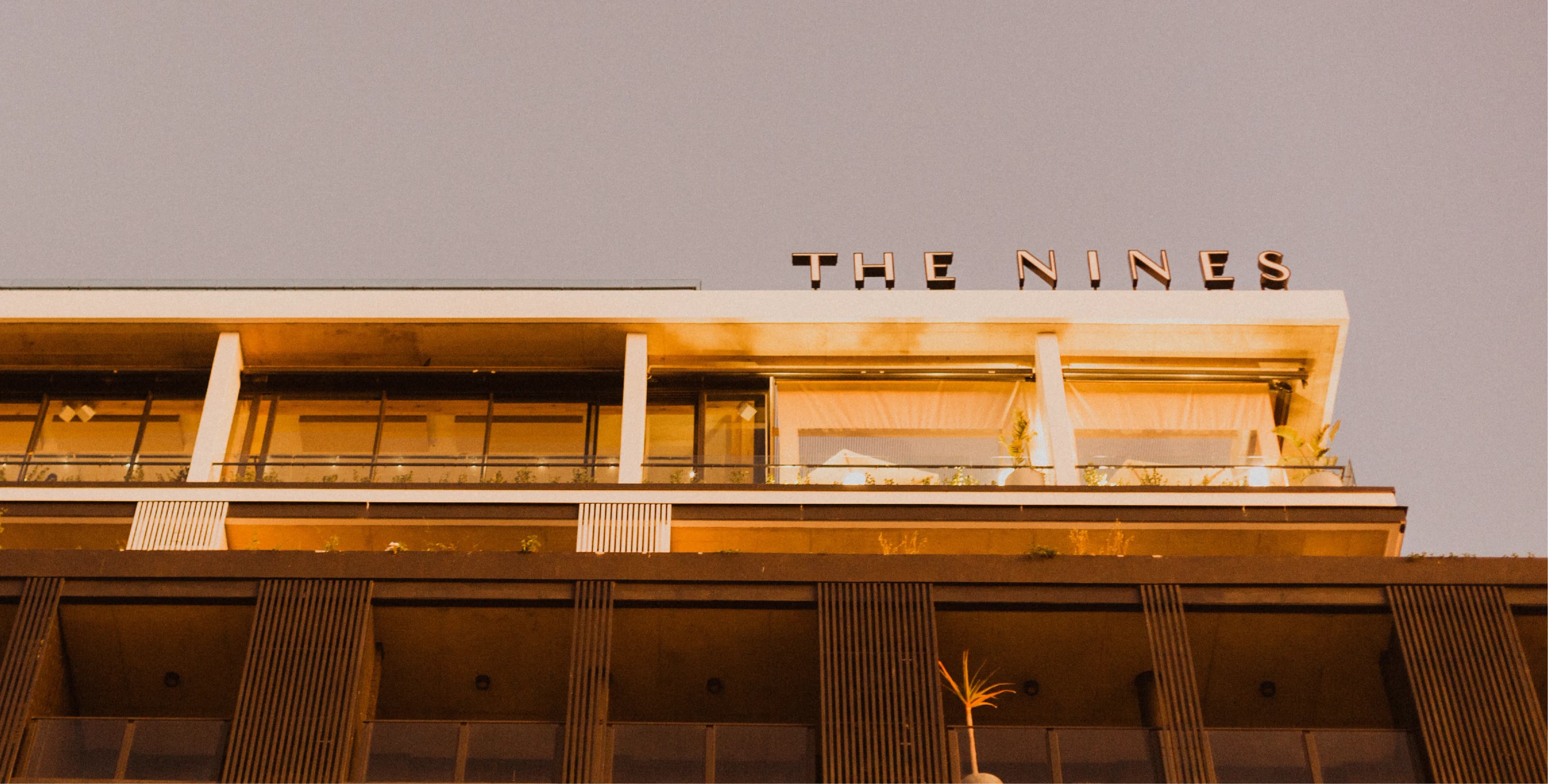 The Nines signage on the rooftop